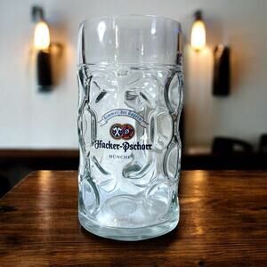 Vintage Hacker Pschorr Beer Munchen Stein Mug 1L Bubble Glass Austria